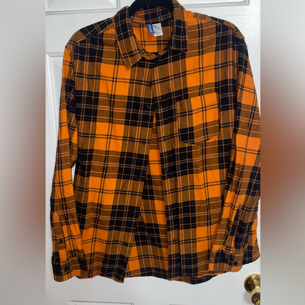 Divided Orange and Black Flannel